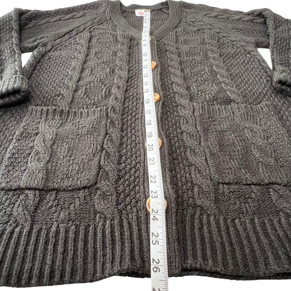 wonder nation Sweater Girls’ Cable Knit Cardigan Black Youth XL 14 16 Plus - Picture 12 of 15